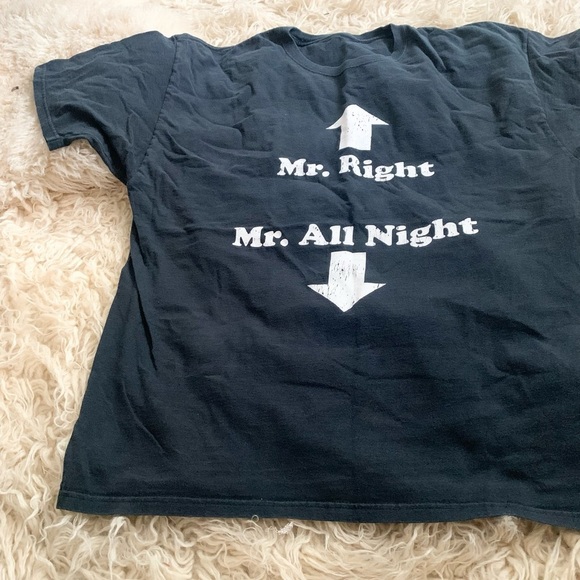 Funny Tee Plus Size Mr. Right & Mr. All Night 3X black White - Picture 8 of 8